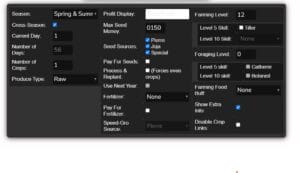 Settings tab for Stardew valley Profits calculator